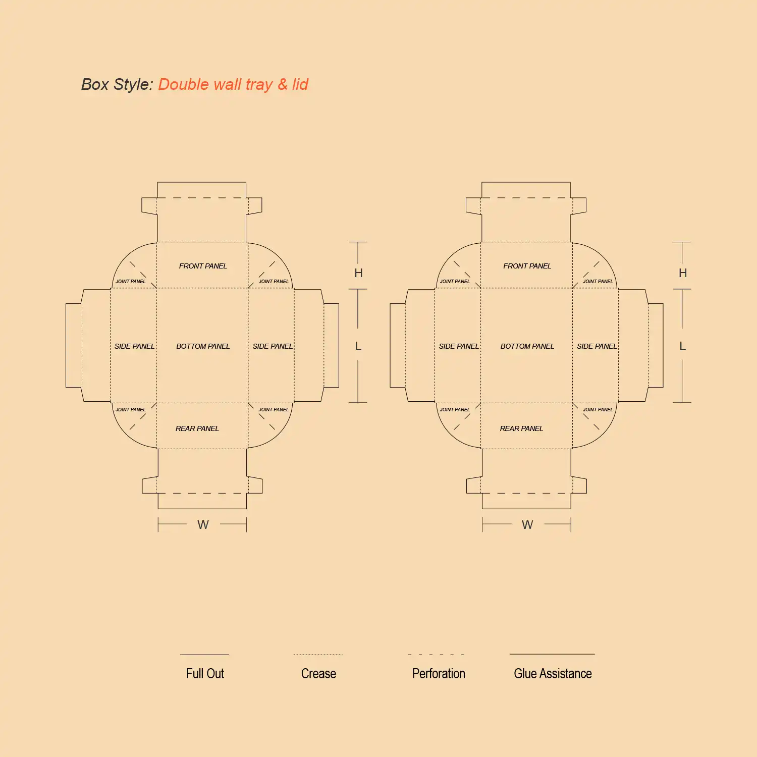 Double Wall Tray And Lid Flat