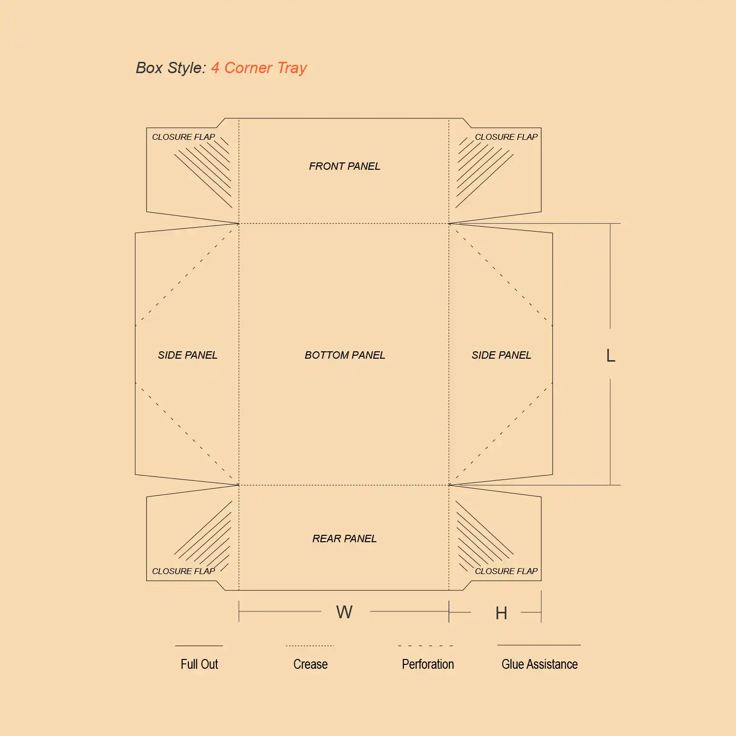 Four Corner Tray Flat Design