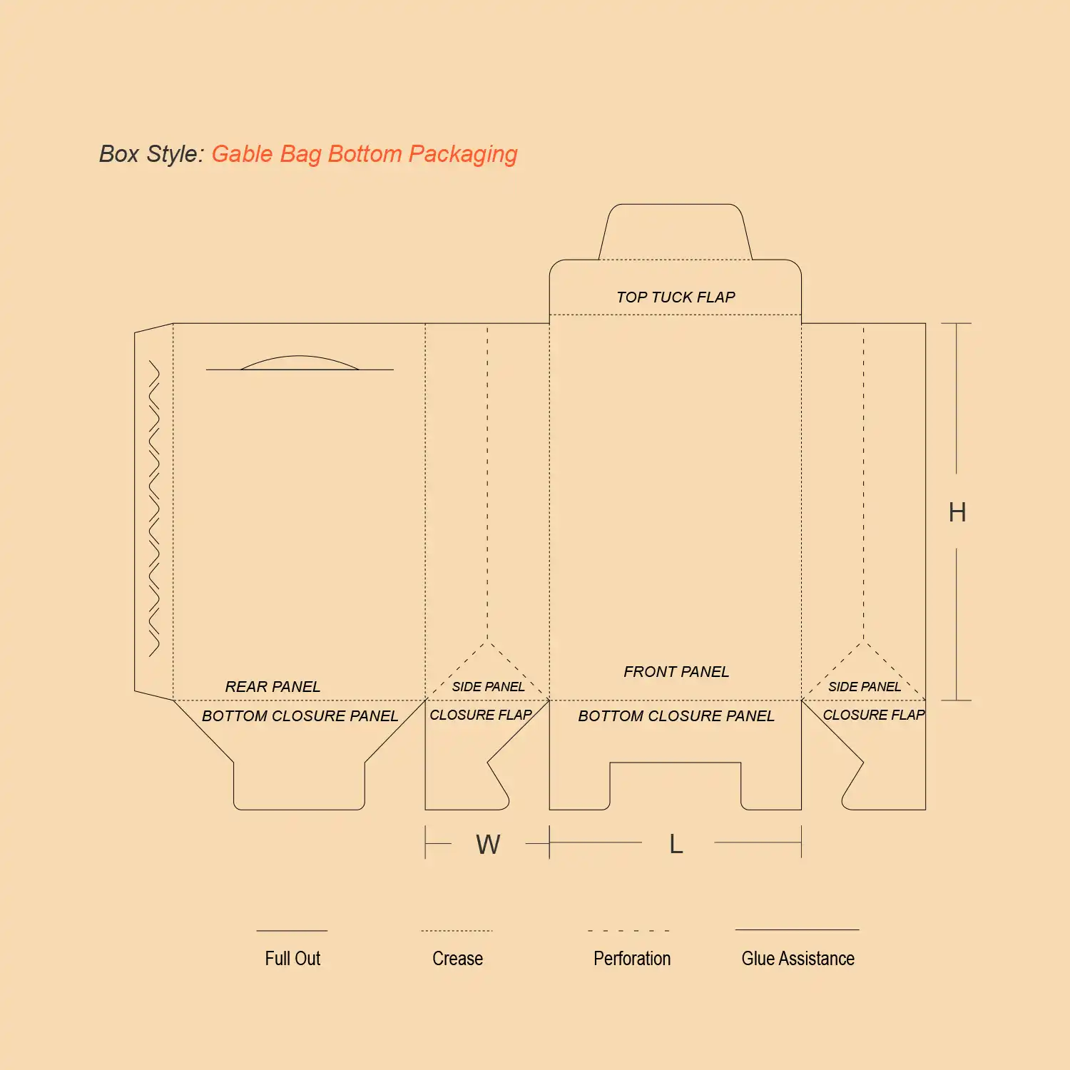 Gable Bag Bottom Flat Design
